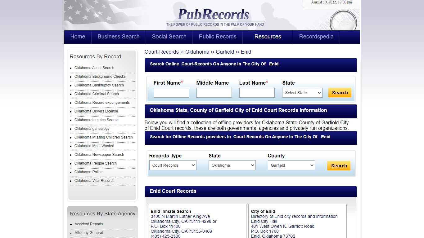 Enid, Garfield County, Oklahoma Court Records